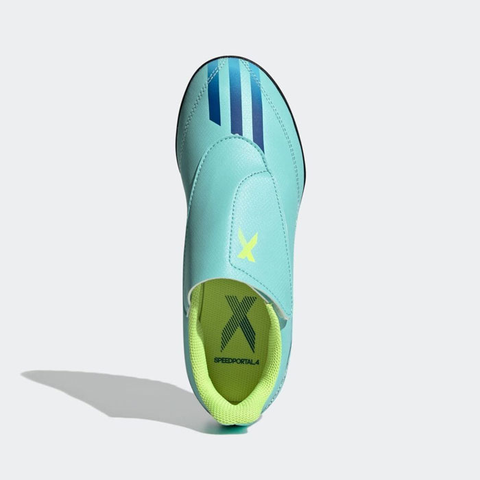 アディダス エックス スピードポータル.4 VEL TF J adidas 【サッカー・フットサル】 シューズ ジュニア トレーニングシューズ トレシュー キッズ 子供 人工芝 ターフ X Speedportal アル・リフラパック ALRIHLA PACK クリアアクア×パワーブルー×ソーラーイエロー (GY9685)セール サッカー 用品 セール