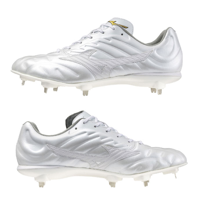 野球 ミズノプロ 金具スパイク　白スパイク ライトレボプロ2 金属 埋め込み mizuno 紐タイプ(11GM240001)