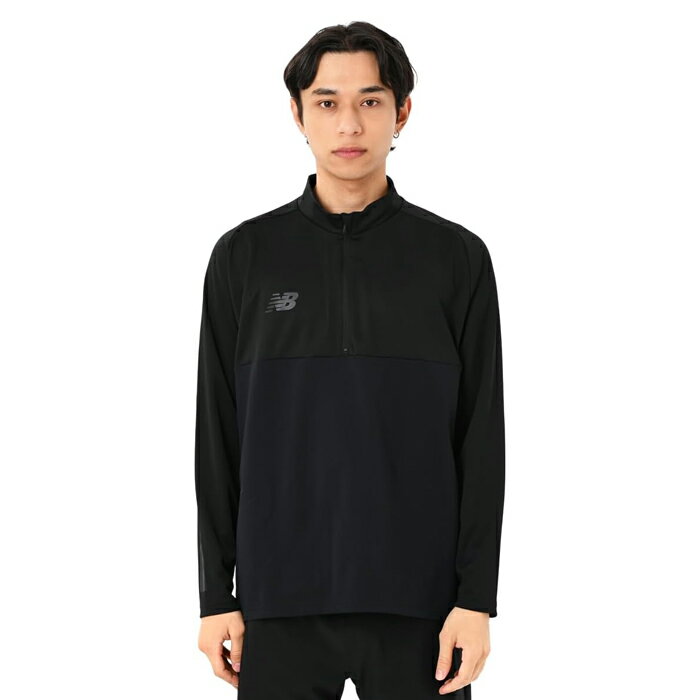 ニューバランス Black Out ジャガードトラックニットハーフジップトップ NewBalance サッカー フットサル ジャージ ジャケット 長袖 トレーニングウェア メンズ (AMT55203-BK)