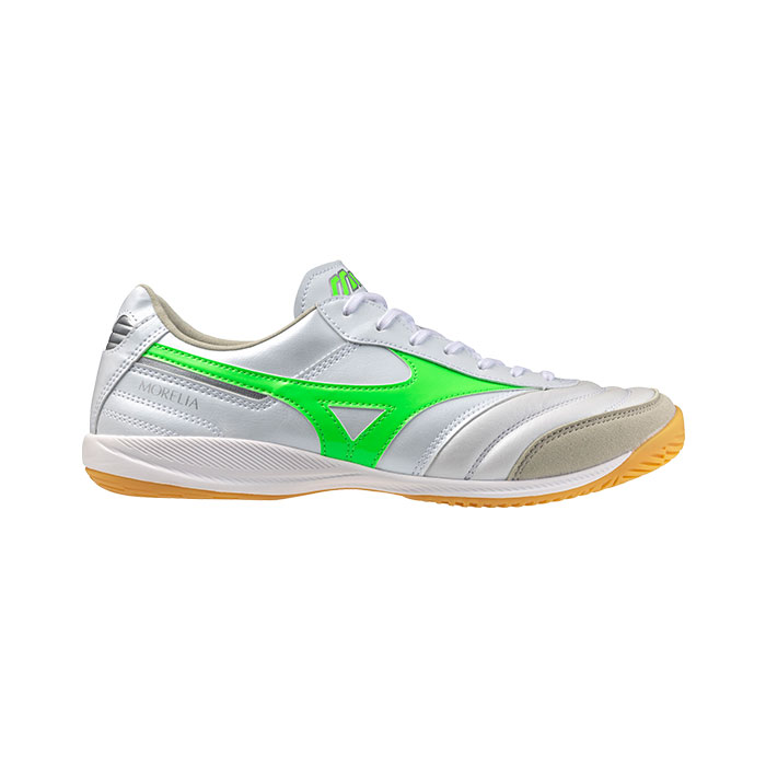 ミズノ モレリア SALA ELITE IN mizuno FRONTIER PACK フットサル シューズ インドア ホワイト×ネオングリーン (Q1GA251237)