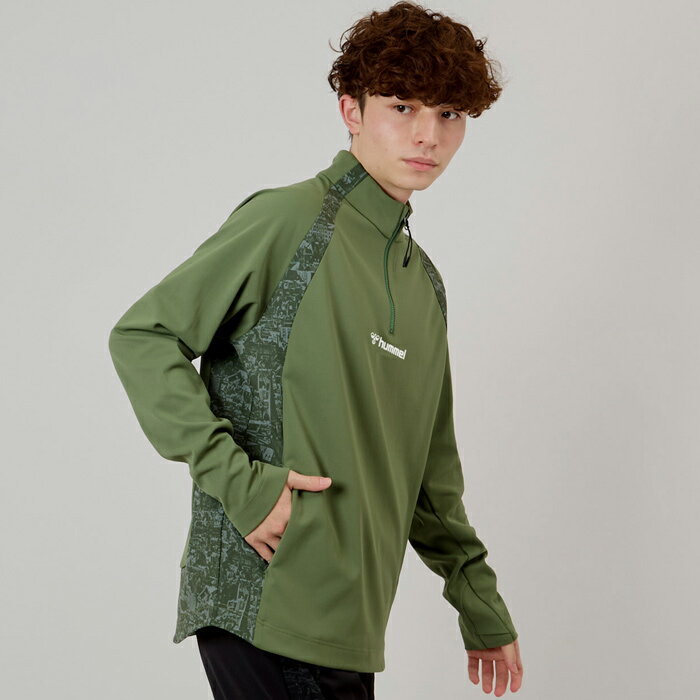 ヒュンメル トレーニングハーフジップトップ hummel サッカー フットサル ジャージ 長袖 トレーニングウェア 吸汗速乾 ストレッチ メンズ (HAT4078)