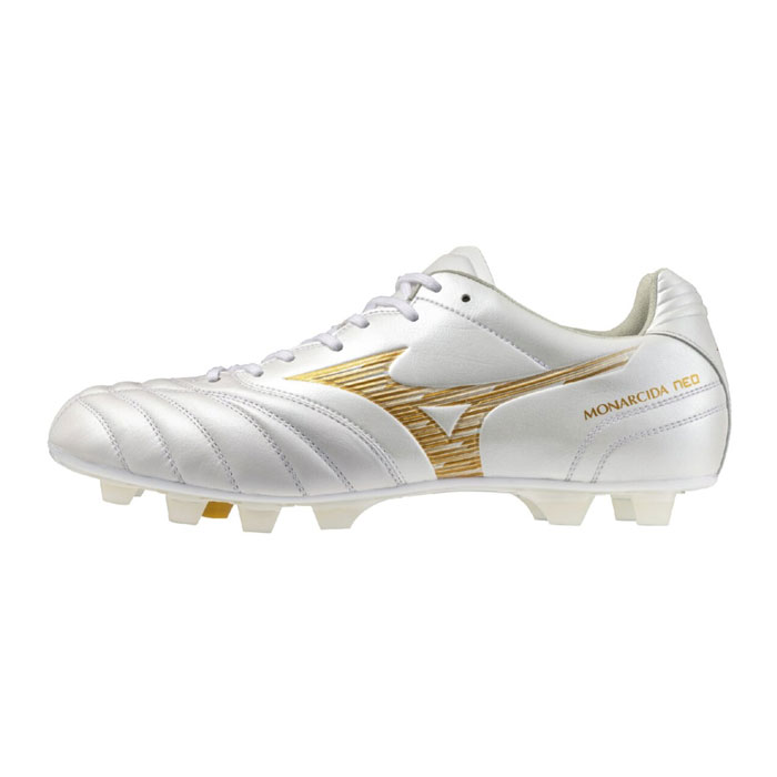 ミズノ モナルシーダ NEO3 WIDE ELITE mizuno サッカースパイク シューズ ワイド 土 人工芝 天然芝 スーパーホワイトパール×ゴールド (P1GA262150)
