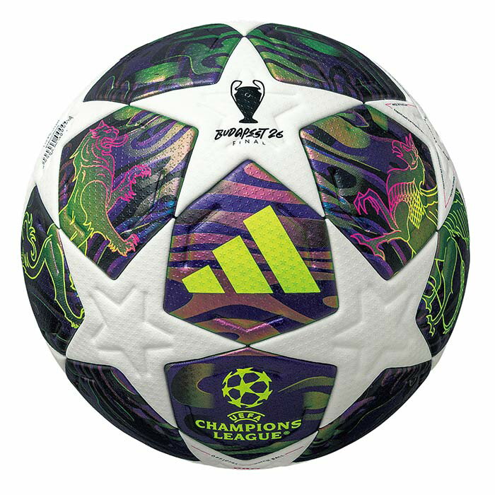 アディダス フィナーレ ブダペスト プロ 5号球 adidas サッカーボール UEFA Champions League 25-26 ノックアウトフェーズ公式試合球 国際公認球 中学生以上 ホワイト×パーブル (ADF540BU)