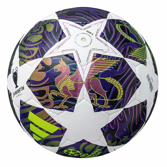 アディダス フィナーレ ブダペスト リーグ ルシアーダ 4号球 adidas サッカーボール UEFA Champions League 25-26 ノックアウトフェーズ公式試合球 レプリカ 検定球 小学生 ホワイト×パーブル (ADF441BU)