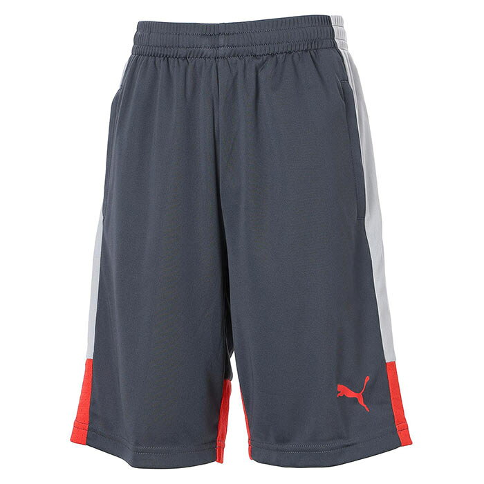 メーカー：プーマ (PUMA)品名：INDIVILIGA TR ショーツ JR品番：660974-01●素材ポリエステル100%●カラーGrayEcho-DuskyGray-PUMARed●生産国ベトナム●サイズ120/ウエスト50cm、ヒップ75cm、股上22.0cm、股下10.0cm、すそ周り46cm、脇丈31.0cm、もも渡り47.2cm130/ウエスト52cm、ヒップ79cm、股上22.8cm、股下11.5cm、すそ周り48cm、脇丈33.0cm、もも渡り49.8cm140/ウエスト56cm、ヒップ84cm、股上24.0cm、股下12.5cm、すそ周り50cm、脇丈35.0cm、もも渡り53cm150/ウエスト60cm、ヒップ89cm、股上25.2cm、股下13.5cm、すそ周り52cm、脇丈37.0cm、もも渡り56.2cm160/ウエスト64cm、ヒップ94cm、股上26.4cm、股下14.5cm、すそ周り54cm、脇丈39.0cm、もも渡り59.4cmしなやかなインターロック素材を本体に採用し、後身頃には通気性抜群のメッシュを配置。ポケット袋には耐久性のあるトリコット素材を使用し、すべてリサイクルポリエステル100%で環境にも配慮しています。吸水速乾機能により、汗を素早く処理し、長時間の運動でも快適な着心地をキープ。軽量で動きやすく、屋外スポーツやスクールトレーニングに最適。シンプルでスタイリッシュなデザインは、チームウェアとしてもおすすめです。●キーワード: PUMA プーマ ショーツ プラクティスパンツ ゲームパンツ トレーニングウェア ジュニア Jr キッズ 子供当店は他ネット店舗と在庫を共用しております。在庫更新のタイムラグの為に販売できない可能性があります。万が一、在庫切れの際はご容赦下さいませ。