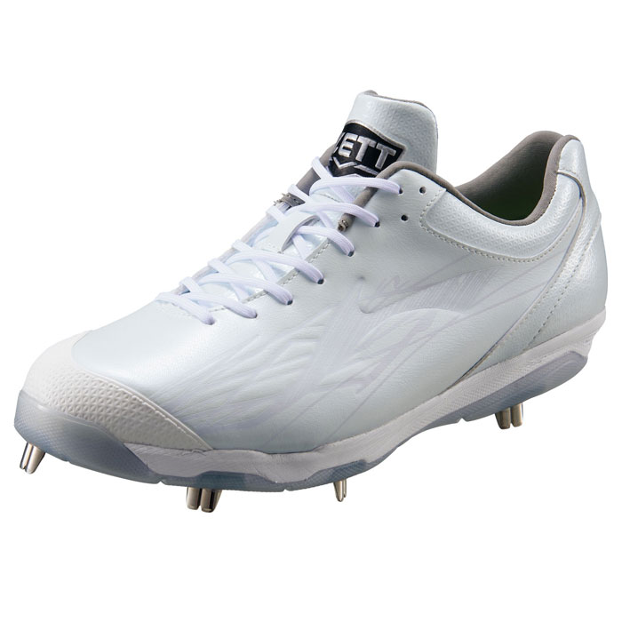 野球 ゼット 金具スパイク 紐タイプ グランドジャックAC ZETT 野球スパイク 埋め込み 高校野球 ワイド 幅広 ホワイト×ホワイト (BSR2807AC)(4.0)