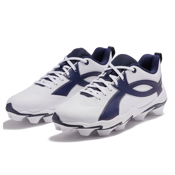 야구 언더아머 주니어 포인트 스파이크 UA 리드 오프 아이콘 로우 RM UNDERARMOUR 야구 슈즈 야구 스파이크 부활 주니어 야구 어린이 끈 타입 White/Midnight Navy (6010143-100)