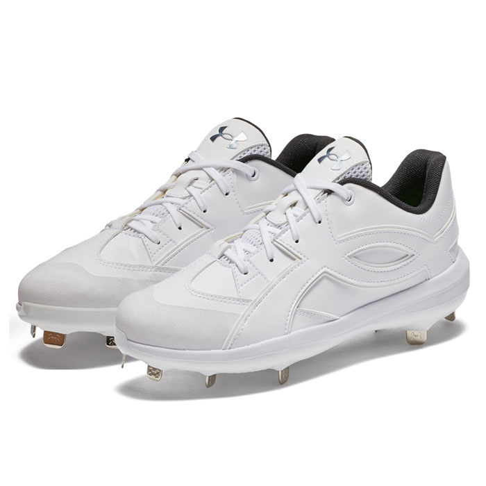 야구 언더아머 쇠장식 스파이크 UA 익스트림 아이콘 ST 야구 슈즈 야구 스파이크 끈 타입 고교생 중학생 고교 야구 대응 White/White/White (6010489-100)