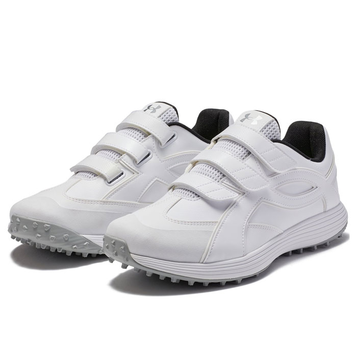 Spike - 野球 アンダーアーマー トレーニングシューズ UAエクストリーム アイコン ターフV UNDERARMOUR 野球シューズ 野球スパイク トレシュー ターフ ベルトタイプ 高校生 中学生 高校野球対応 White/White/White (6010490-100)