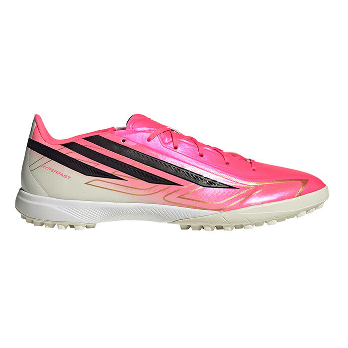 メーカー：アディダス (adidas)品名：F50 HYPERFAST LEAGUE TF品番：IH4582●アッパー合成繊維/合成樹脂 ●アウトソールゴム底●カラーソーラーターボ/コアブラック/ゴールドメタリック●対応グラウンドターフコート 2026年6月発売1. ヘイロースキン軽量で柔らかなアッパーが自然なボールタッチ感覚と素早い動作をサポート。2. ヘイローシェル＋軽量性を追求した高性能メッシュを採用し、プレーヤーのスピードをサポート。3. スプリントグリッドトップモデルのデザインを踏襲する2Dテクスチャーを採用。4. フローティングタン軽量で独立したシュータン構造が様々な形状の足にも快適にフィット。●キーワード: adidas アディダス F50 サッカー フットサル トレーニングシューズ トレシュー ターフ 大人当店は他ネット店舗と在庫を共用しております。在庫更新のタイムラグの為に販売できない可能性があります。万が一、在庫切れの際はご容赦下さいませ。