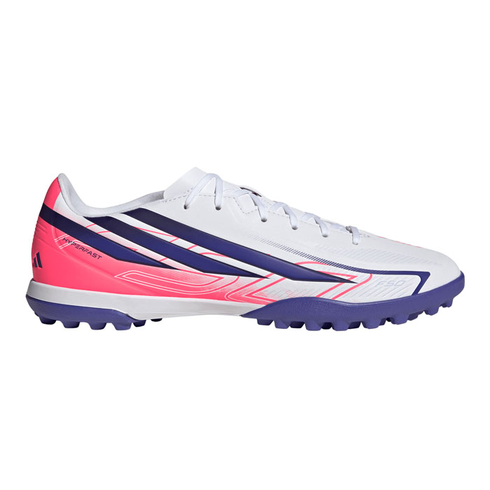 アディダス F50 HYPERFAST CLUB TF adidas サッカー フットサル トレーニングシューズ トレシュー 人工芝 ターフ Cloud White / Solar Purple / Solar Turbo (KJ3409)
