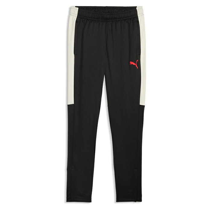 メーカー：プーマ (PUMA)品名：INDIVILIGA TR パンツ品番：660971-04●素材ポリエステル100%●カラーPUMA Black-Ultra Red-Sugared Almond●サイズM：すそ周り26 / もも渡り56 / ウエスト74 / ヒップ94 / 股下71.5 / 脇丈96.5L：すそ周り27 / もも渡り58 / ウエスト78 / ヒップ96 / 股下73 / 脇丈98XL：すそ周り28 / もも渡り62 / ウエスト83 / ヒップ99 / 股下76 / 脇丈103(cm)2026年秋冬モデル快適な動きをサポートするメンズサッカートレーニングパンツ。ストレッチ性に優れた素材が特徴で、身体の動きにしっかりとフィットします。吸汗速乾性にも優れているため、汗をかいても蒸れにくく快適な着心地をキープ。シンプルで洗練されたデザインは、トレーニングや試合はもちろん、普段使いやリラックスタイムにも最適な、幅広いシーンで大活躍する万能パンツです。機能性とスタイリッシュさを兼ね備えたおすすめの一着です。DRY CELL：吸水速乾の高機能素材により、運動中の衣服内はドライで快適。プーマロゴ/ウエストゴム(伸縮ウエスト)/レギュラーフィット/ミディアムライズ/●キーワード: PUMA プーマ ジャージ トレーニングパンツ ロングパンツ トレーニングウェア 大人 メンズ当店は他ネット店舗と在庫を共用しております。在庫更新のタイムラグの為に販売できない可能性があります。万が一、在庫切れの際はご容赦下さいませ。
