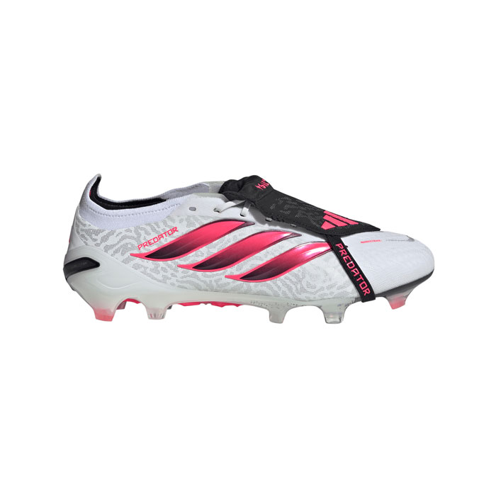 メーカー：アディダス (adidas)品名：PREDATOR ELITE FT FG品番：JP6248●アッパー合成繊維・合成樹脂●アウトソール合成底●ワイズレギュラー●カラーCloud White / Solar Turbo / Core Black●対応グラウンド天然芝●生産国インドネシア製アイコニックなスタイルとイノベーションが融合したプレデター Elite フォールディングシュータン FG サッカースパイク / 天然芝用。ゴールを追求する姿勢にインスパイアされた、コントロールと精度を求めるプレーヤーのためのサッカースパイク。プライムニットアッパーは、快適なワンピース構造で足をシームレスに包み込み、動いている間も、足の自然な広がりにしなやかに対応する。Nanostrikeメッシュが羽のような軽さと一体化したラバーグリップエレメントを組み合わせ、ドライでもウェットでも、精度の高いシュートへの自信を支える。足裏にはStrikeframeプレートを搭載し、軽量ながらも確かなグリップ力で、キレのある加速と俊敏な方向転換をサポート。Powerspineミッドフットが足元を安定させ、力強いシュートを可能にする。プレデターのDNAを受け継ぐフォールディングシュータンが、滑らかなストライク面を形成し、クリーンなコンタクトを実現する。パフォーマンスの理念が息づくディテールが、ゴール前で主導権を握るプレーをサポートする。キーワード: adidas アディダス PREDATOR ELITE FT FG プレデター サッカー スパイク シューズ 天然芝 大人 メンズ レディース当店は他ネット店舗と在庫を共用しております。在庫更新のタイムラグの為に販売できない可能性があります。万が一、在庫切れの際はご容赦下さいませ。