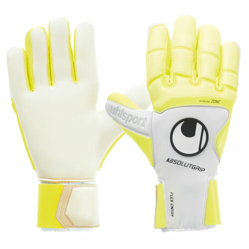 ウールシュポルト ピュアアライアンス アブソルートグリップ ハーフネガティブ Uhlsport 【サッカー・フットサル】 キーパーグローブ キーパー手袋 ゴールキーパー GK ホワイト×フローイエロー×ブラック (1011168-01)