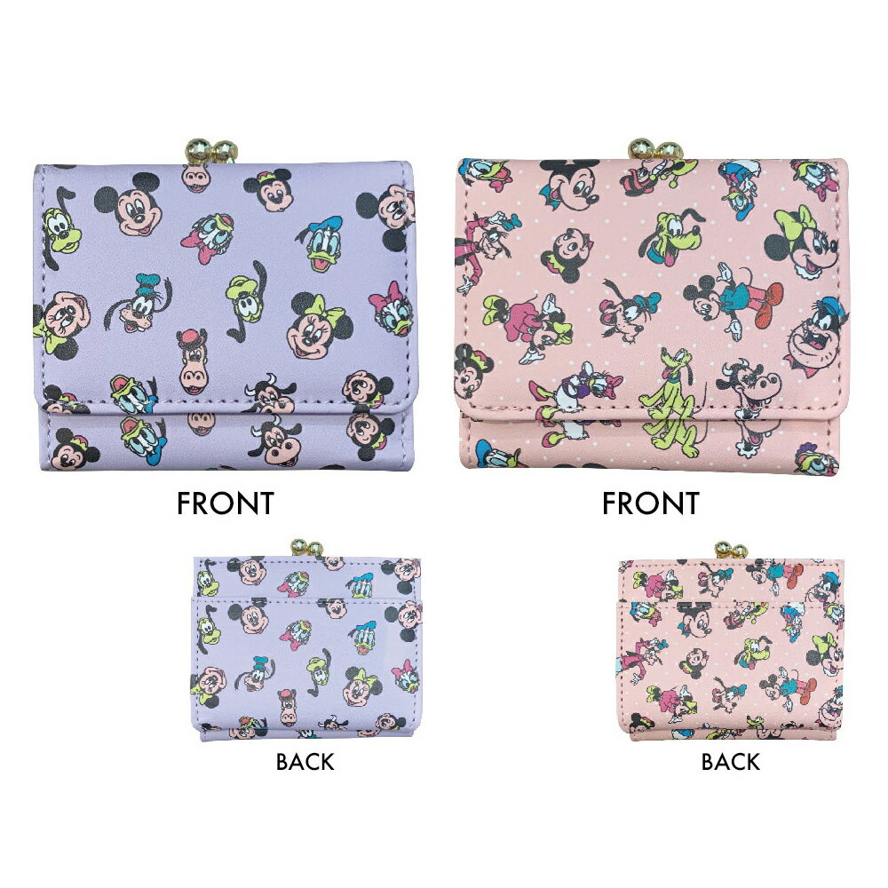 [公式] Disney ディズニー ミッキー＆フレンズパターンパープル ピンク 三つ折り財布 ウォレット APDS5440RT_APDS5441RT スモール・プラネットのサムネイル