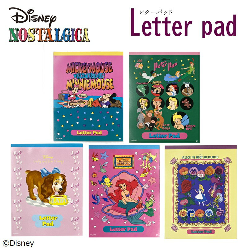 [公式] Disney ディズニー NOSTALGICA ノスタルジカ レターパッド ミッキー＆ミニー ピーター・パン わんわん物語 リトル・マーメイド アリエル ふしぎの国のアリス 不思議の国のアリス DS2606N_DS2691N スモール・プラネットのサムネイル