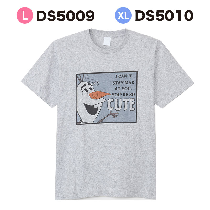 4月下旬以降発送★[公式] Disney ディズニーアナと雪の女王 オラフ キュート Tシャツ Lサイズ XLサイズ DS5009_DS5010 スモール・プラネット おしゃれ 可愛い グレーCUTE 雪だるまのサムネイル