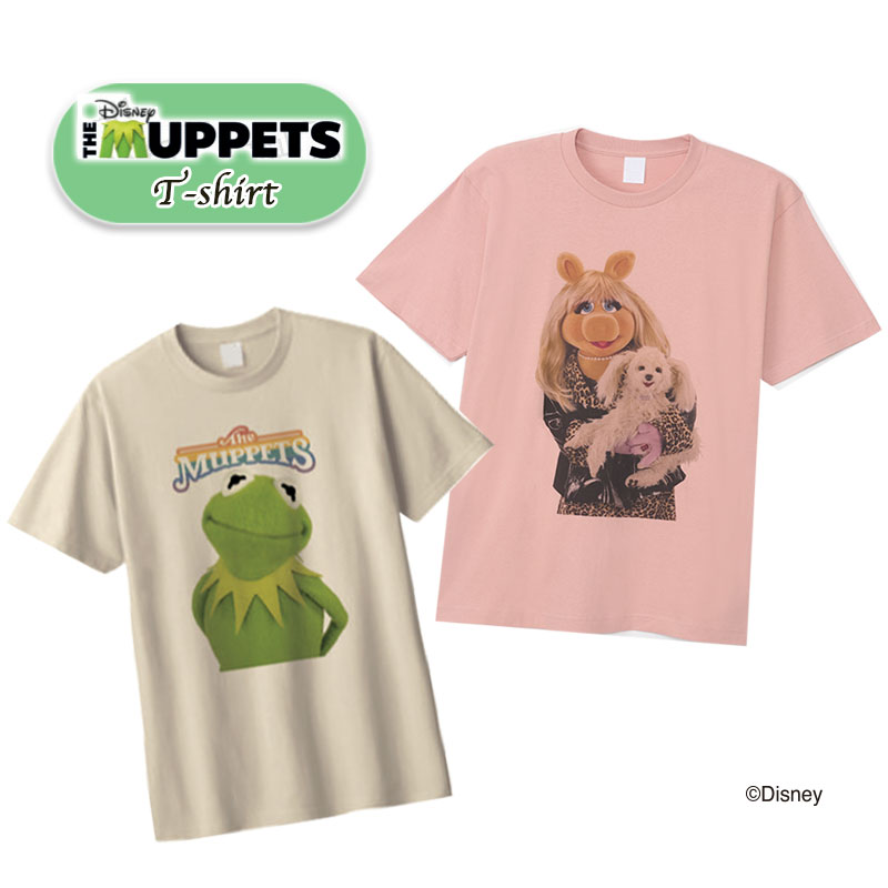 [公式] Disney ディズニー ザ・マペッツ MUPPERTS カーミット ロゴ ミスピギーとワンちゃん Tシャツ Lサイズ XLサイズ DS5019_DS5024スモール・プラネット おしゃれ 可愛い ピンク かえる 犬 おしゃれのサムネイル