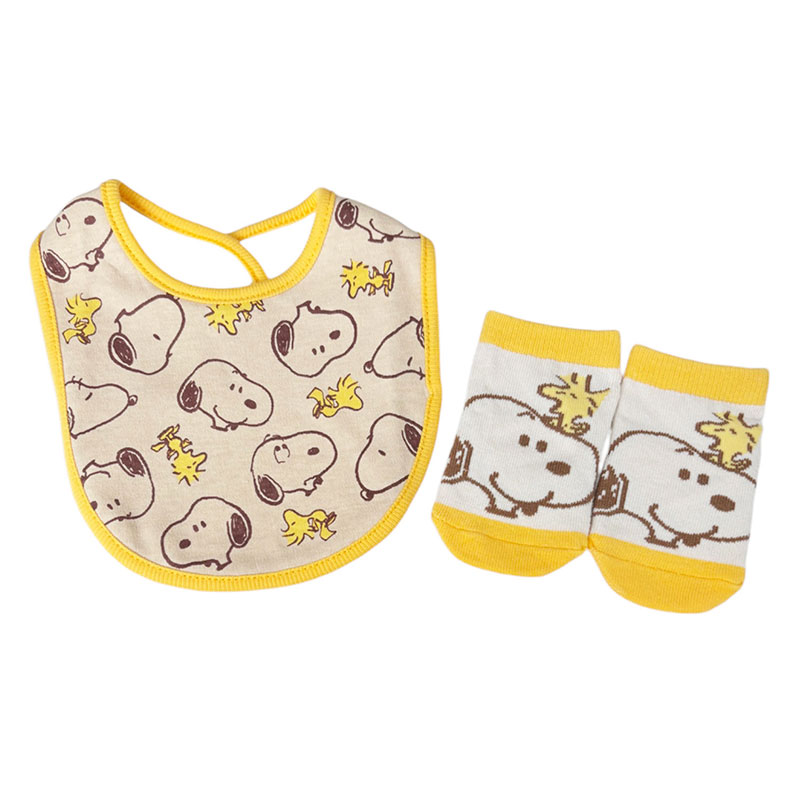 [公式] PEANUTS ピーナッツ スヌーピー＆ウッドストック フェイスパターン 総柄 グッドナイト おやすみ ベビーセット SN1983_SN1985 出産祝い ギフト プレゼント 赤ちゃん ピンク 月 淡色 パステル スモール・プラネット
