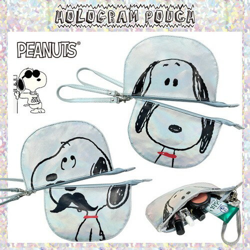 楽天Kiitos 楽天市場店[公式] PEANUTS ピーナッツ 正面 ヒゲ ホログラムポーチ 小物入れ SNAP2354_SNAP2355 スモール・プラネット