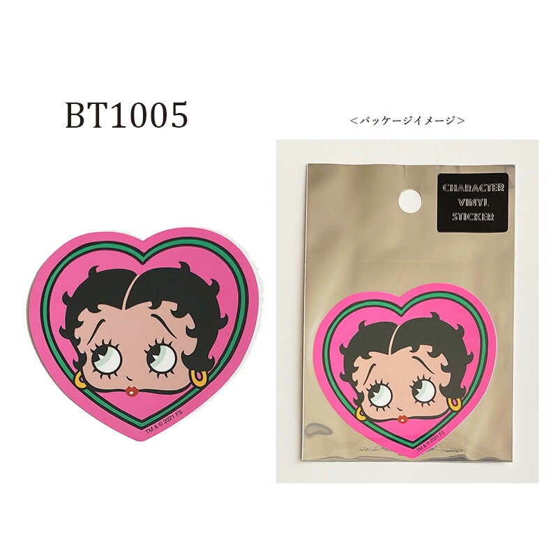 [公式] Betty Boop ベティ・ブープ フェイス ハート ハート キスマーク キャラクターステッカー シール BT1005_BT1007 スモール・プラネット 2