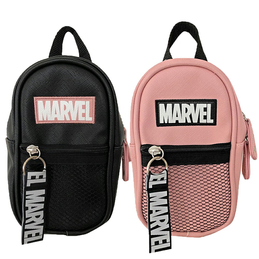 MARVEL マーベル ロゴ バッグパック タイプ ポーチ　BK/PK