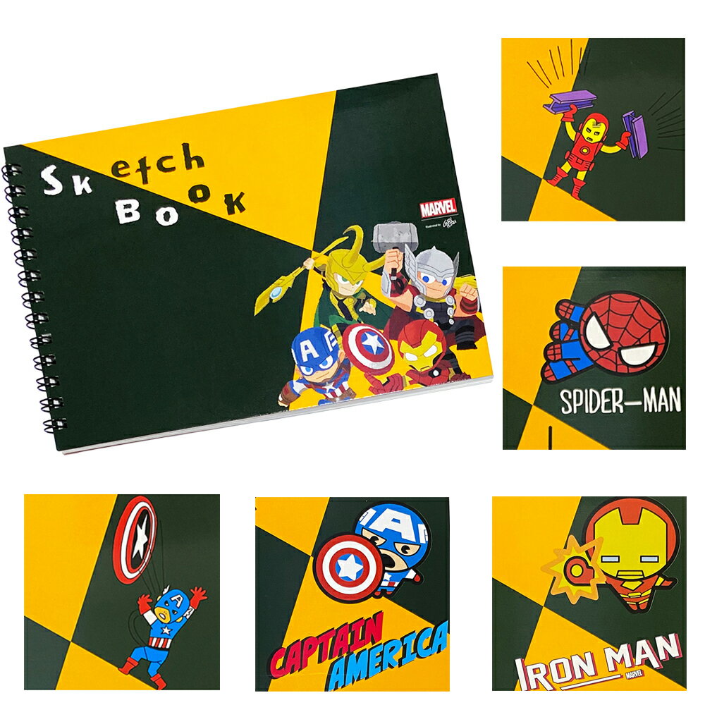 公式 MARVEL マーベル スケッチブック SPST1538_SPST1545 キャプテンアメリカ スパイダーマン アイアンマン ロキ スモール プラネット