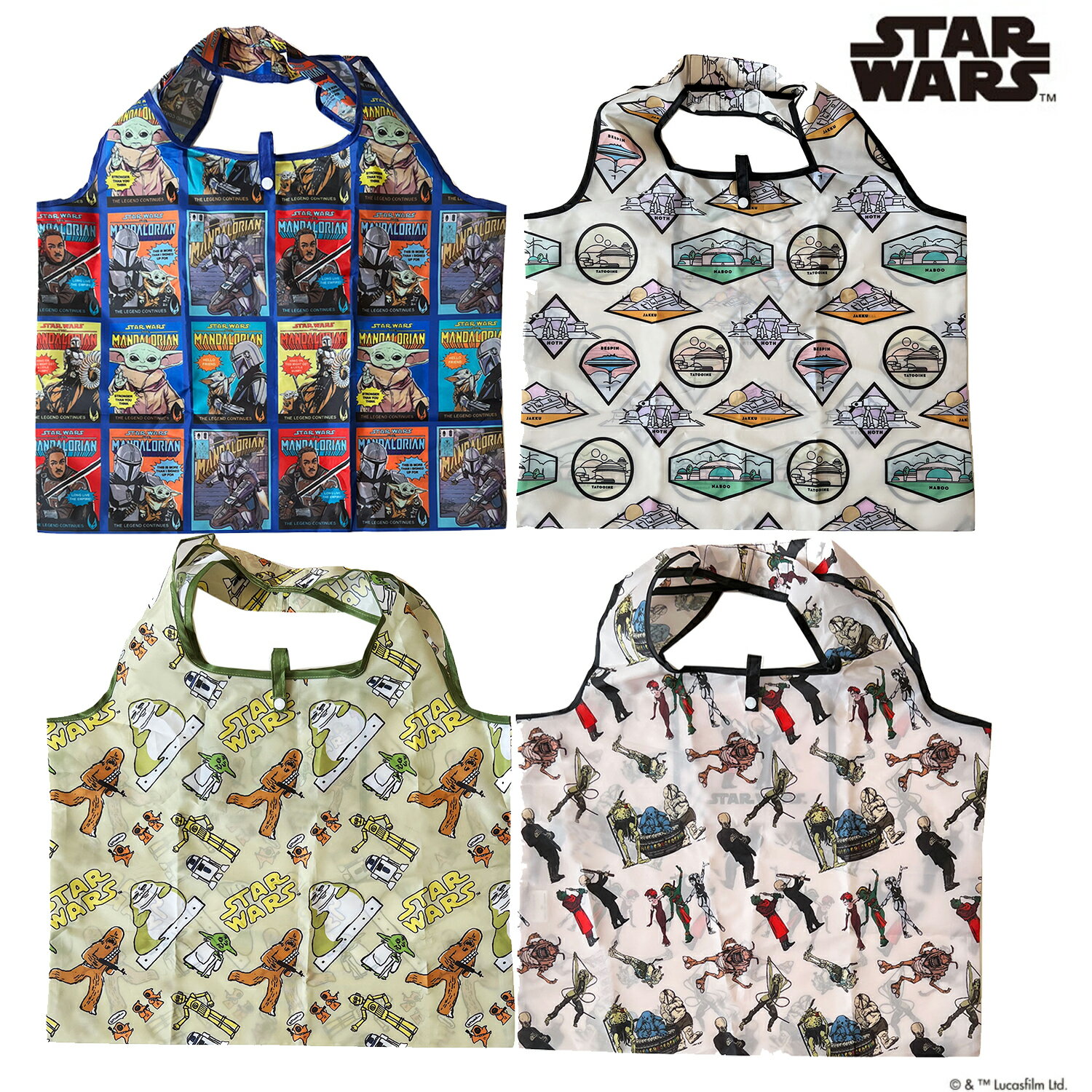  "STAR WARS POPUP STORE"　商品 　 スターウォーズ　エコバッグ　マンダロリアン　コミック　惑星　カンティーナバンド　イラスト　SW1418PP_SW1421PP　スモール・プラネット