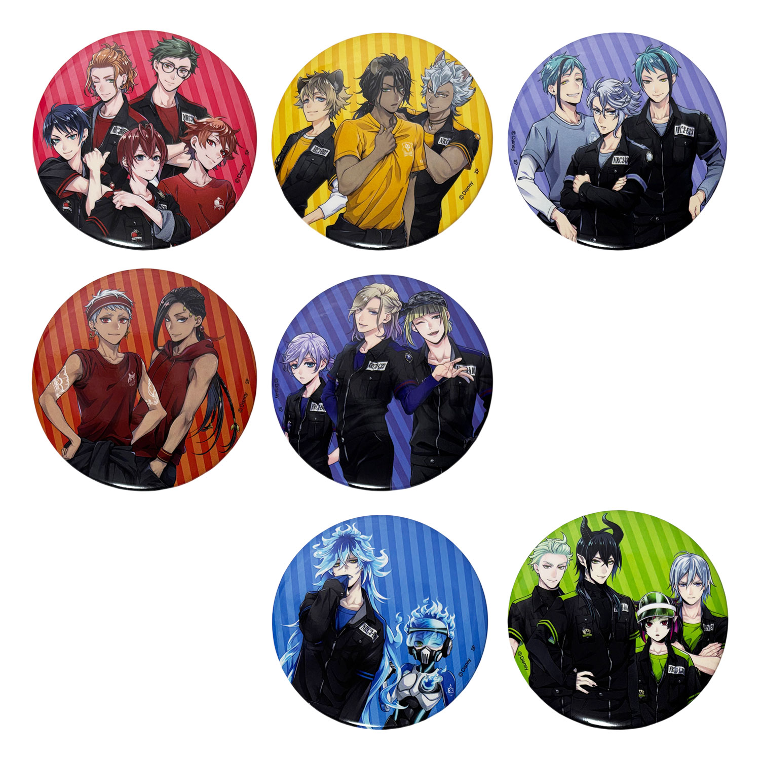 [公式]『ディズニー ツイステッドワンダーランド』リドル エース デュース トレイ ケイト レオナ ジャック ラギー アズール ジェイド フロイド カリム ジャミル ヴィル エペル ルーク イデア オルト ブラインド 缶バッジコレクション 運動着集合 全7種 単品