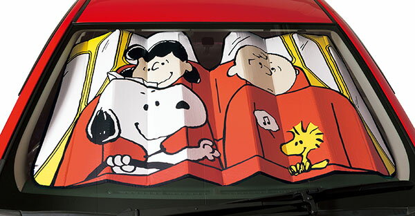 【Snoopy】フロントガラス用サンシェード 『スヌーピードライブ』（約70〜80×100〜130cm）