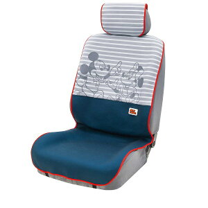 エプロンタイプ汎用シートカバー 『レトロディズニー』 運転席・助手席兼用・1席分 ネイビー(取付け・取外し簡単!)