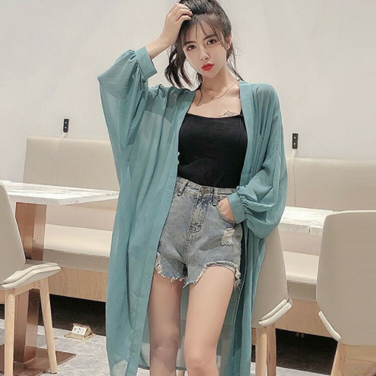 夏 ロングカーディガン 薄手 涼感 透け感 アウター ロング シースルー uvカット レ...