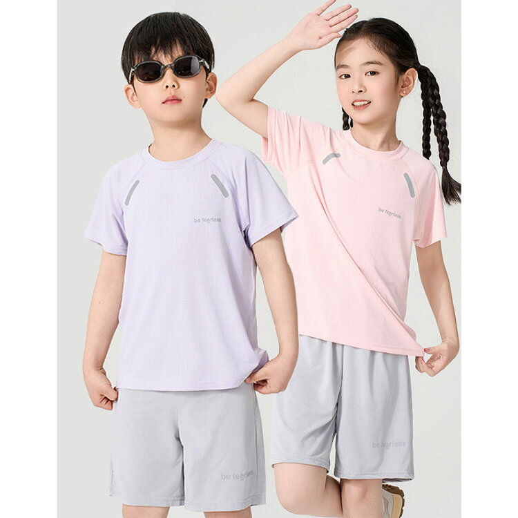 SPESTOREの半袖 上下セット ジャージ おしゃれ ショートパンツ Tシャツ 接触冷感 ハーフパンツ ジュニア 男の子 キッズ セットアップ UVカット 吸水速乾 スポーツウェア 中学生 トレーニングウェア スポーツ 女の子 小学生 半袖 学校｜アングル2