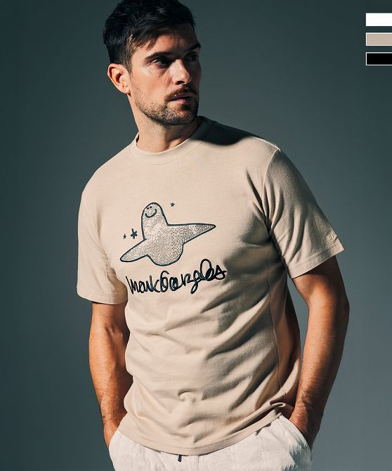 樂天商城 - 1PIU1UGUALE3 RELAX × Mark Gonzales ウノピゥウノウグァーレトレ リラックス グラデーションラインストーン半袖Tシャツ 1月下旬お届け メンズ おしゃれ かっこいい ブランド ウェア ウノピュウ ウノピュー