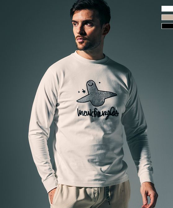 樂天商城 - 1PIU1UGUALE3 RELAX × Mark Gonzales ウノピゥウノウグァーレトレ リラックス グラデーションラインストーンロングTシャツ 1月下旬お届け メンズ おしゃれ かっこいい ブランド ウェア ウノピュウ ウノピュー