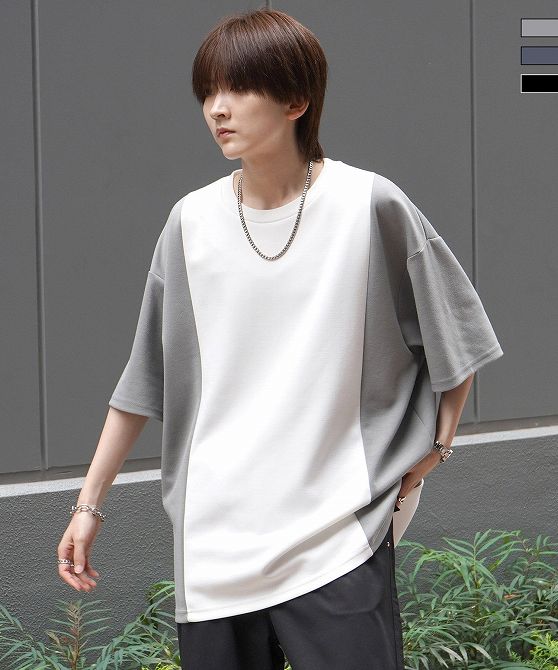 Confirm コンファーム ナチュラルドレープ ビッグシルエット 無地 切替 とろみポンチ半袖Tシャツ カッ..