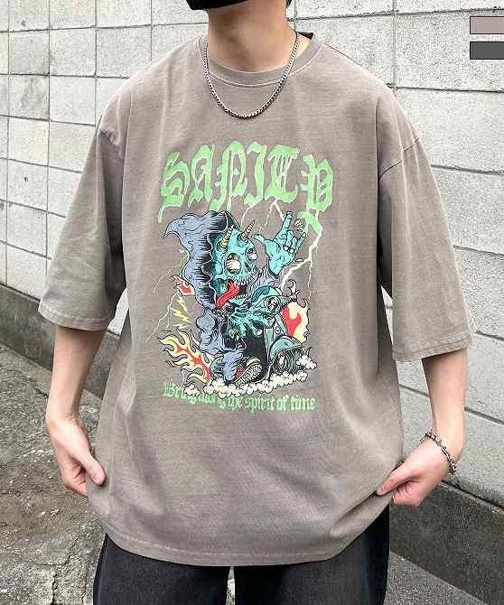 樂天商城 - Confirm コンファーム ヴィンテージライク ピグメント加工 アメカジ風 レトロプリント アソートロック Tシャツ カットソー 半袖 ユニセックス メンズ レディース おしゃれ かっこいい ブランド