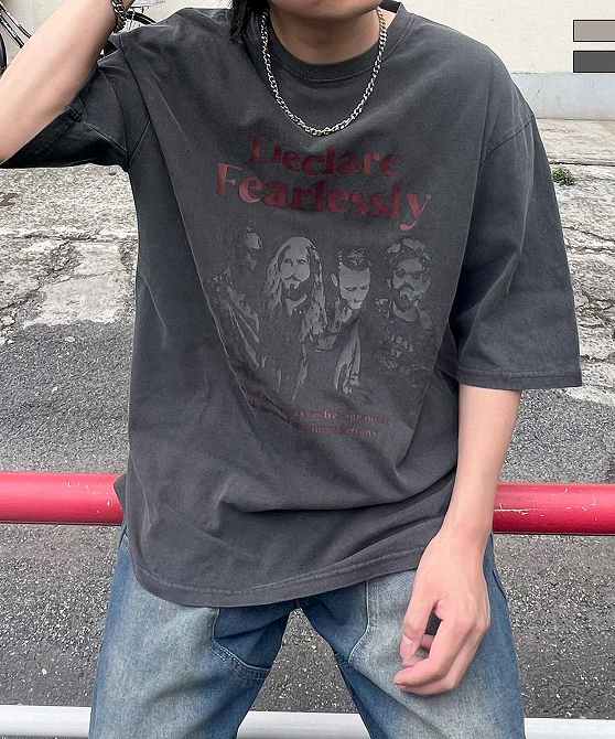 樂天商城 - Confirm コンファーム ヴィンテージライク ピグメント加工 アメカジ風 レトロプリント アソートロック Tシャツ カットソー 半袖 ユニセックス メンズ レディース おしゃれ かっこいい ブランド