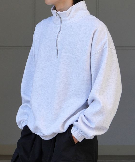 Confirm コンファーム 裾リブ ボリュームシルエット ビッグシルエット 裏起毛ハーフジッププルオーバースウェット カットソー ユニセックス おしゃれ かっこいい ブランド