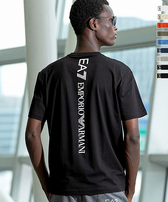 EMPORIO ARMANI EA7 イーエーセブン TRAIN LOGO SERIES M TEE SS EXTENDEDLOGO Tシャツ 半袖 ロゴ クルーネック エンポリオ アルマーニ メンズ おしゃれ かっこいい ブランド