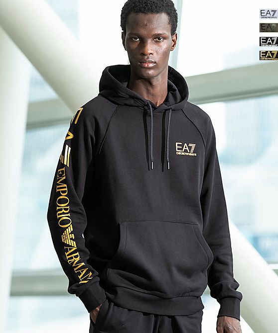 EMPORIO ARMANI EA7 イーエーセブン スウェットパーカー フーディー ロゴ TRAIN LOGO SERIES MHOODIE RN EXT LOGO BR メンズ おしゃれ かっこいい ブランド