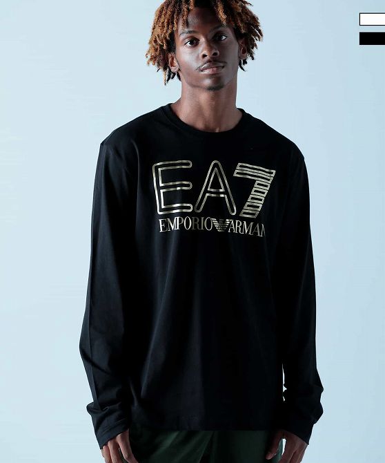 EA7 イーエーセブン TRAIN LOGO SERIES M OVERSIZE LOGOLS TEE CO/ロングTシャツ/ロゴ/長袖/クルーネック メンズ おしゃれ かっこいい ブランド