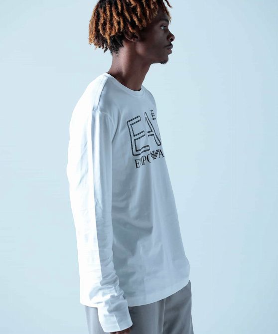 EA7 イーエーセブン TRAIN LOGO SERIES M OVERSIZE LOGOLS TEE CO/ロングTシャツ/ロゴ/長袖/クルーネック メンズ おしゃれ かっこいい ブランド