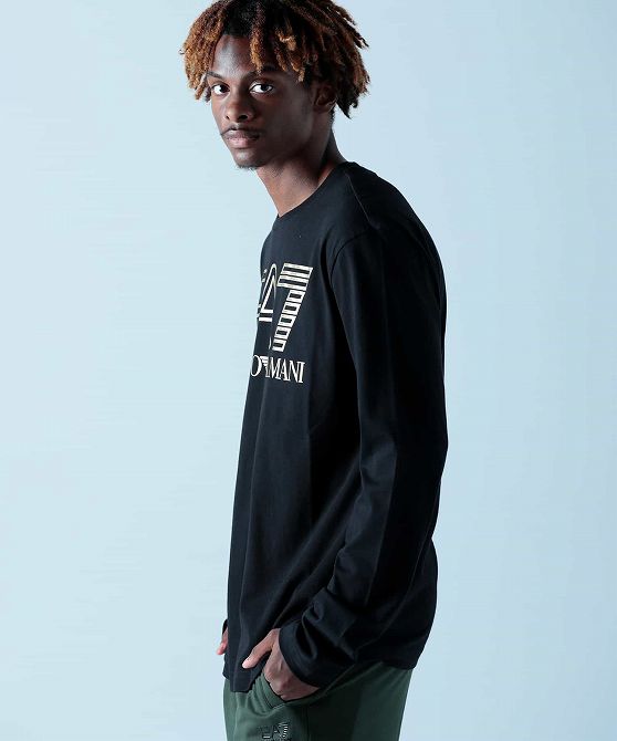 EA7 イーエーセブン TRAIN LOGO SERIES M OVERSIZE LOGOLS TEE CO/ロングTシャツ/ロゴ/長袖/クルーネック メンズ おしゃれ かっこいい ブランド