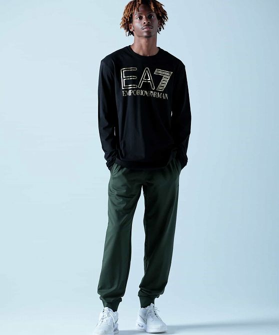 EA7 イーエーセブン TRAIN LOGO SERIES M OVERSIZE LOGOLS TEE CO/ロングTシャツ/ロゴ/長袖/クルーネック メンズ おしゃれ かっこいい ブランド