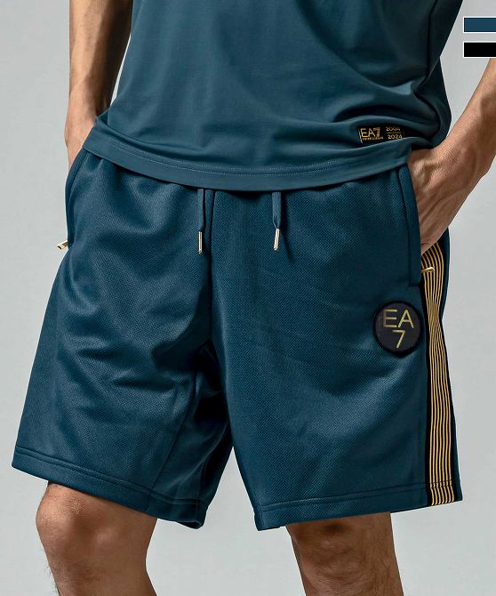 EMPORIO ARMANI EA7 イーエーセブン TRAIN SOCCER 20TH M SHORTS PLCO ハーフパンツ ショートパンツ スウェット ロゴ エンポリオ アルマーニ メンズ おしゃれ かっこいい ブランド