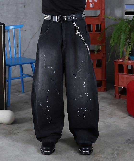 樂天商城 - ILL'S イルズ バレルレッグ ペインドデニムパンツ ユニセックス メンズ レディース おしゃれ かっこいい ブランド