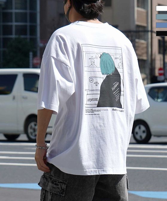 樂天商城 - ILL'S イルズ 24SS 新柄追加 イラストバックプリント ワンポイント刺繍 ビッグシルエット半袖Tシャツ カットソー ユニセックス おしゃれ かっこいい ブランド