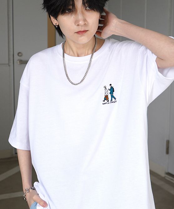 樂天商城 - ILL'S イルズ ワンポイント刺繍ロゴ ヒゲおじ デイリーウォーキング ビッグシルエット半袖Tシャツ カットソー ユニセックス おしゃれ かっこいい ブランド