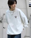 ILL'S イルズ ディズニーシリーズ ワンポイント刺繍 バックプリント ビッグシルエットプルオーバー クルースウェット ユニセックス おしゃれ かっこいい ブランド